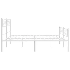 Berkfield Metal Bed Frame with Headboard and Footboard White 193x203 cm