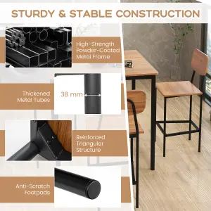 Costway 5PCS Industrial Dining Table Set Kitchen Bar Counter Height Table and 4 Stools