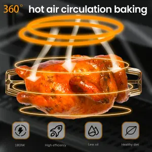 Alivio 12L Digital Air Fryer Oven 1800W, Multifunctional 12 Preset Programs, 5 Auxiliary Functions, 360 Degree Hot Air Circulation