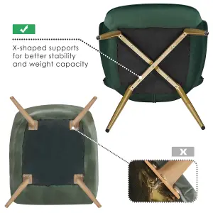 Yaheetech Green Upholstered Velvet Armchair with Wing Side