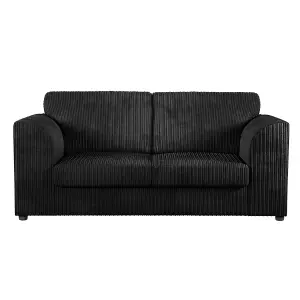 Luxor Jumbo Cord Fabric 3 Seater Sofa - Fullback Black