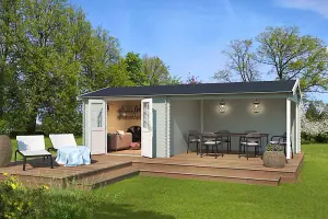 Lasita Osland Amarillo Summer House with Veranda - 7.1m x 3.3m - Log Cabin with Canopy Shelter