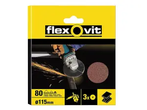 Flexovit Aluminium Oxide Fibre Disc 115mm Medium 50G (Pack 3)