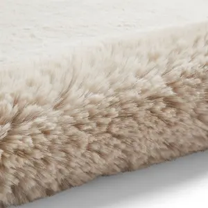 Beige Shaggy Plain Modern Easy to Clean Polyester Rug for Living Room and Bedroom-150cm X 230cm