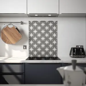 Laura Ashley Charcoal Wicker Geometric Glass Splashback, (H)750mm (W)600mm (T)6mm