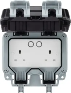 BG 13A Grey 2 gang Outdoor Smart weatherproof switched socket