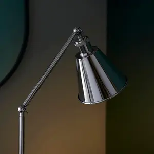 Luminosa Brescia Task Floor Lamp, Bright Nickel Plate