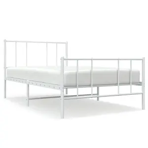 Berkfield Metal Bed Frame with Headboard and Footboard White 90x190 cm 3FT Single