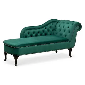 Left Hand Chaise Lounge in Velvet Emerald Green