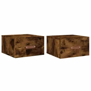 Berkfield Wall-mounted Bedside Cabinets 2 pcs Smoked Oak 35x35x20 cm