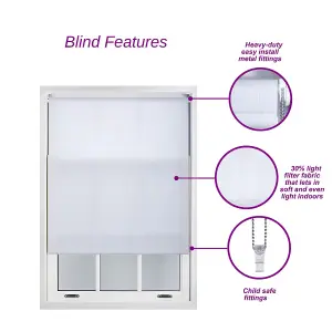 FURNISHED Daylight Roller Blinds with Metal Fittings - Grey Trimmable Blind for Windows and Doors (W)195cm (L)210cm