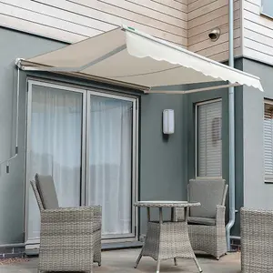 Primrose Awnings 4.5m x 3.0m Retractable Manual Half Cassette Ivory Awning Outdoor Patio Canopy