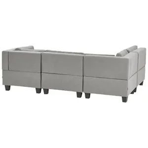 Corner Sofa with Ottoman UNSTAD Light Grey Fabric Right Hand