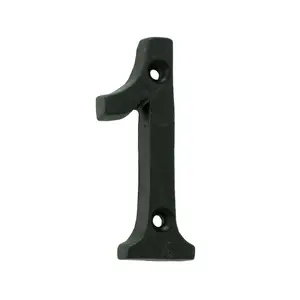 Black Antique Door Number 1 78mm Height 8mm Depth Iron Face Numeral Plaque