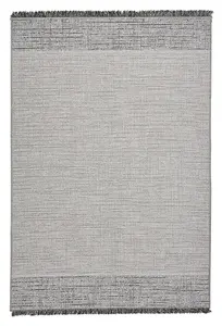 Plaid Flat Weave Easy Clean Rug - Silver - 160x220