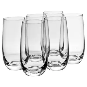 Queensway Home & Dining 500ml 6 Pcs Highball Drinking Glasses  Tall Water Juice Tumblers Table Glassware Set