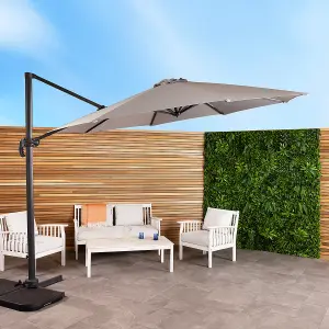 Charles Bentley 3.5m X-Large Hanging Banana Umbrella Parasol Grey