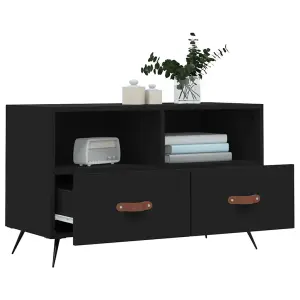 Berkfield TV Cabinet Black 80x36x50 cm Engineered Wood