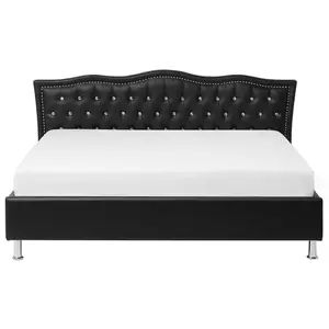 Faux Leather EU Super King Size Bed Black METZ