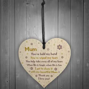 Mum Gift For Mothers Day Birthday Wooden Heart Gift From Daughter Son Keepsake