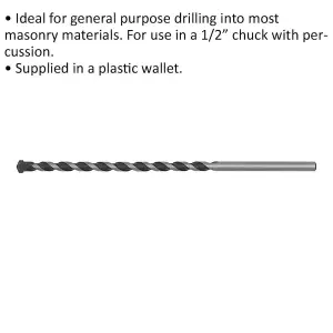 High-Performance 13mm Rotary Impact Drill Bit - Straight Shank for Masonry Projects