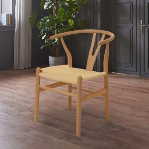 Wishbone Beechwood And Natural Hemp Weave Dining Chair