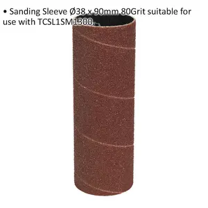 38mm x 90mm Bobbin Drum Sanding Sleeve - 80 Grit - Oscillating Aluminium Oxide