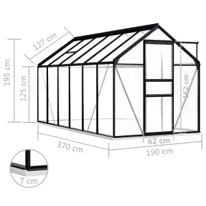 Berkfield Greenhouse with Base Frame Anthracite Aluminium 7.03 m2