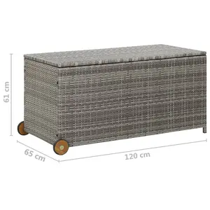 Berkfield Garden Storage Box Light Grey 120x65x61 cm Poly Rattan