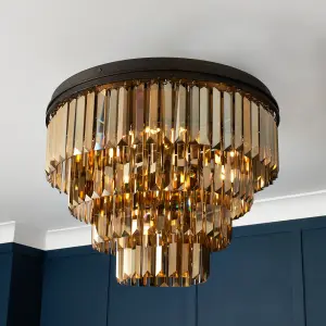 Litecraft Visconte Ingot Bronze 7 Light Ceiling Pendant