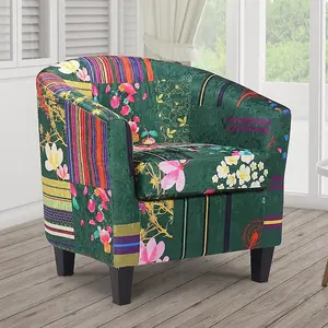 Fabric Green Patchwork Tricia Tub Chair