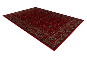 Wool carpet KASHQAI 4302 300 Flowers, frame claret  200x300 cm