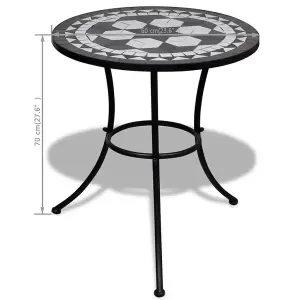 Berkfield Bistro Table Black and White 60 cm Mosaic