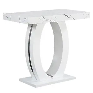 Furniture in Fashion Halo Vida Marble Effect Bar Table With 4 Ripple Black Stools