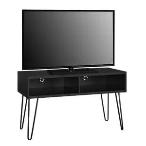 Owen Retro TV-Stand with 2 Shelves Black Oak