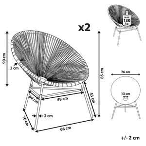 Set of 2 Garden Chairs ACAPULCO PE Rattan White