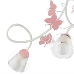 Luminosa Butterfly 3 Light Multi Arm Pendant Ceiling Light, Glass Shades