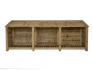 Wooden log store W-335cm, H-126cm, D-88cm - natural (light green) finish