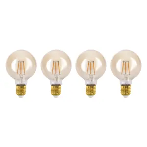 Eglo LED E27 G80 Amber Coloured Lightbulb 2200K 110052 - Pack of 4