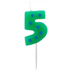 Amscan Number Candle 5 - Green/Blue (7.6cm)