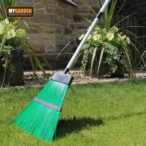 Telescopic Garden Yard Broom Stiff Brush Aluminium Handle 1096