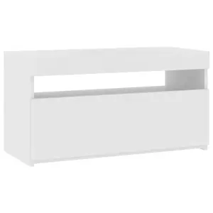 vidaXL TV Cabinet with LED Lights High Gloss White 75x35x40 cm