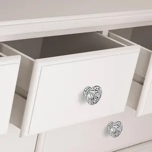 Romance Antique White 2 Over 3 Chest of Drawers with Crystal Handles