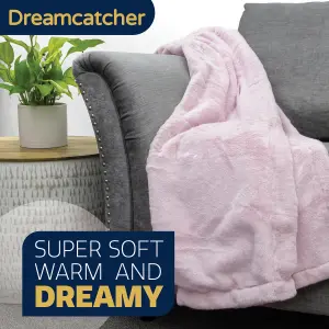 Dreamcatcher Blanket Throw Soft Faux Fur 160 x 130cm Overblanket Pink