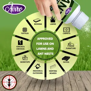 Aviro Ant Killer Powder - Naturally Derived, Pet Friendly Ant Powder Approved For Use On Lawns & Ant Nests. 300g