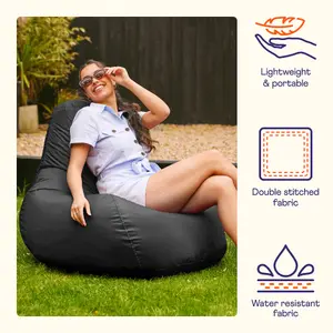 Veeva Recliner Indoor Outdoor Bean Bag Black Bean Bag Chair