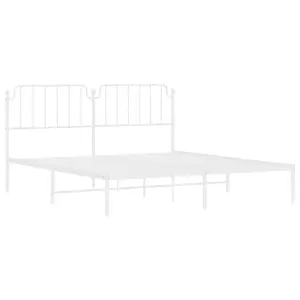 Berkfield Metal Bed Frame without Mattress with Headboard White 180x200cm