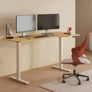 FlexiSpot Adjustable Standing Desk White Frame Including 110x60cm Maple Desktop