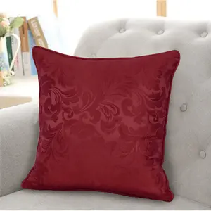 Algonac Damask Square Throw Cushion Wine