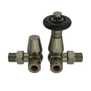 Right Radiators Traditional Antique Design Polished Antique Brass TRV Corner Valves 1/2"x15mm Pair